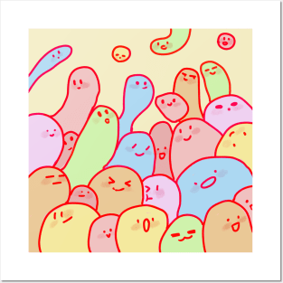 Kawaii blobs - patterns Posters and Art